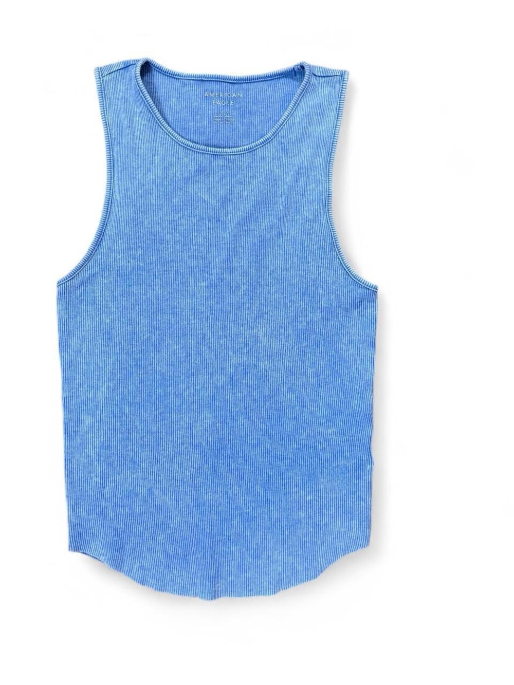 American Eagle Outfitters Blue Ribbed Raw Hem Tank Top Women’s Size S